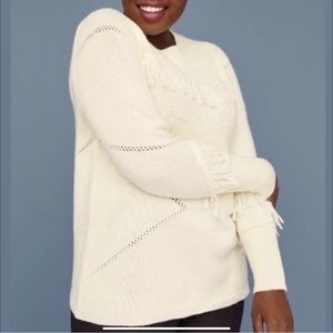 NWT, Lane Bryant cream fringe sweater